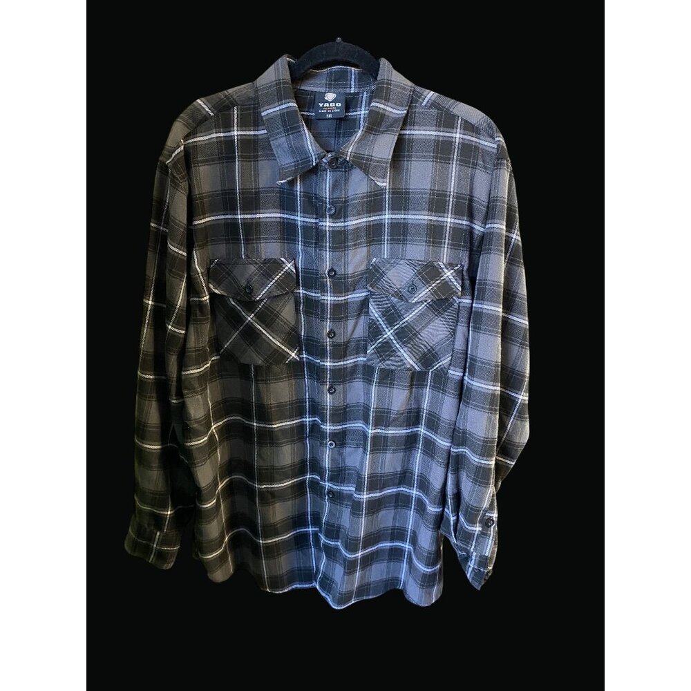 Yago Mens Gray & Black Plaid Button-Up Flannel Shirt 3XL IN01 F *Free Shipping